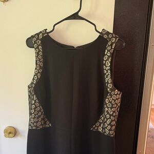 Ann Taylor Black Dress with Leopard Accents